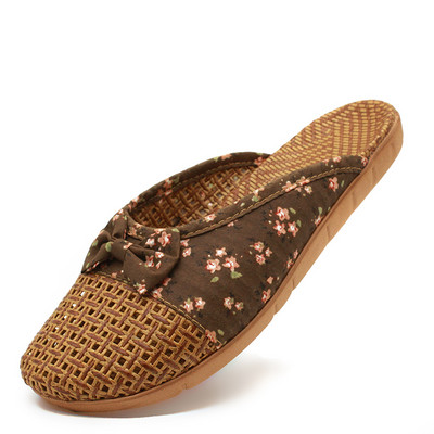 Γυναικείες Παντόφλες Σπιτιού Flax Παντόφλες Casual Slides Floral Φιόγκος Λινό Παντόφλες εσωτερικού χώρου Γυναικεία καλοκαιρινά σανδάλια Γυναικεία παπούτσια για το σπίτι
