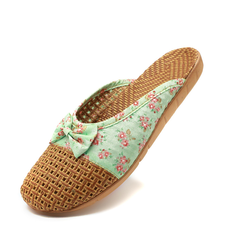 Γυναικείες Παντόφλες Σπιτιού Flax Παντόφλες Casual Slides Floral Φιόγκος Λινό Παντόφλες εσωτερικού χώρου Γυναικεία καλοκαιρινά σανδάλια Γυναικεία παπούτσια για το σπίτι
