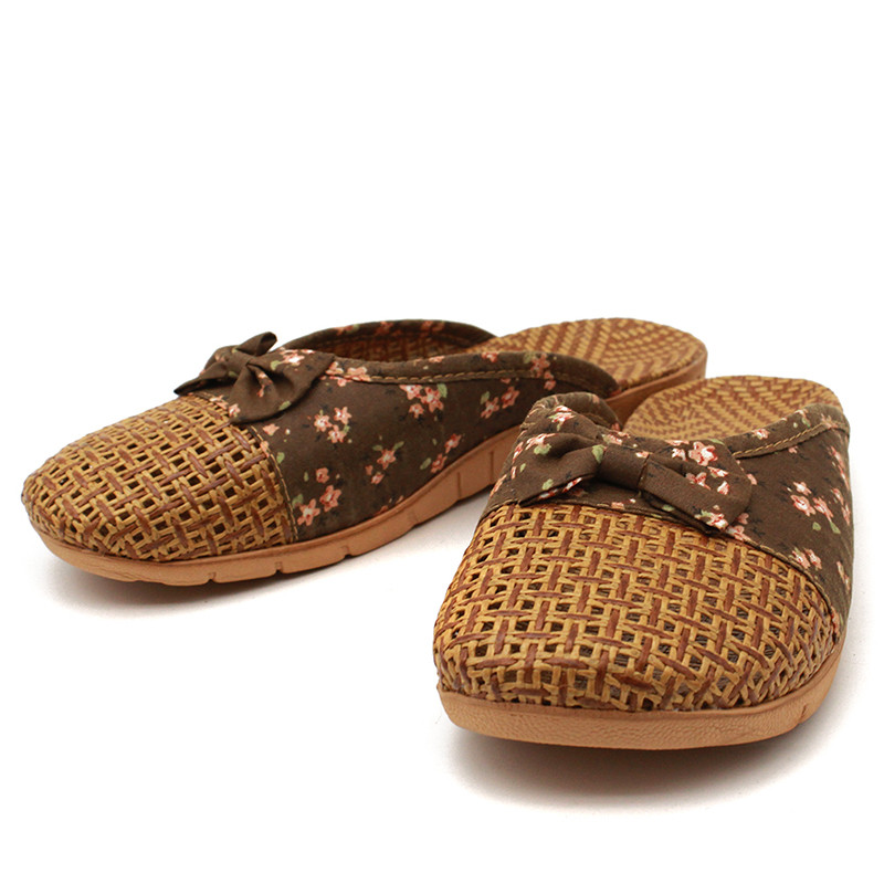Γυναικείες Παντόφλες Σπιτιού Flax Παντόφλες Casual Slides Floral Φιόγκος Λινό Παντόφλες εσωτερικού χώρου Γυναικεία καλοκαιρινά σανδάλια Γυναικεία παπούτσια για το σπίτι