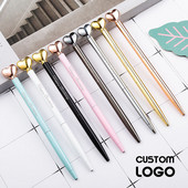 Prilagođeni LOGO Love Shape Student Kemijska olovka Kreativni metalni pokloni za vjenčanje Gel olovke Reklamni uredski pribor Kemijske olovke