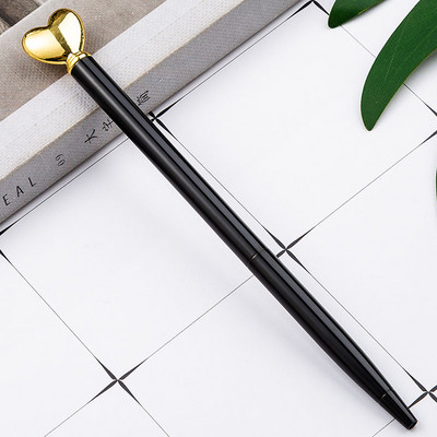 Prilagođeni LOGO Love Shape Student Kemijska olovka Kreativni metalni pokloni za vjenčanje Gel olovke Reklamni uredski pribor Kemijske olovke