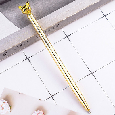 Prilagođeni LOGO Metalne kemijske olovke sa crtanom lisičinom glavom Studentski materijal Poklon Kemijska olovka Lasersko graviranje imena Reklamna olovka