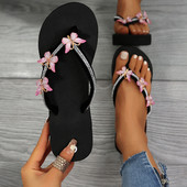 Klinove Kristalne papuče Ženske cipele Ljetne sandale 2023 Novi Rim Visoke pete Platforma Leptir japanke Ženske tobogane za plažu