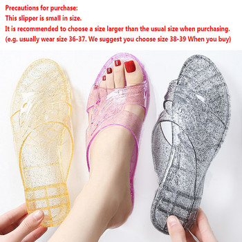 2022 Нови дамски сандали Летни обувки от желе Плоски чехли Джапанки Външни ретро сандали Прозрачни кристални чехли
