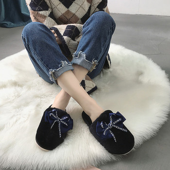 COOTELILI Дамски домашни чехли Зимни топли обувки Дамски пантофки Плъзгачи Дамски чехли от изкуствена кожа Дамски обувки със затворени пръсти