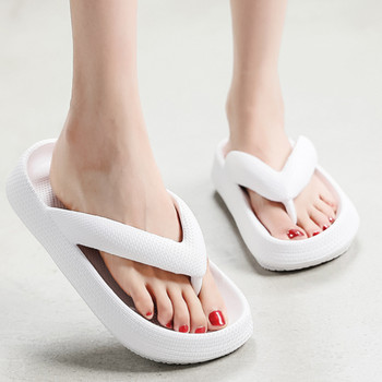 2022 Джапанки Летни ежедневни прашки Плажни чехли Външни плажни сандали EVA Удобни обувки на плоска платформа Дамски двойки Дебела подметка