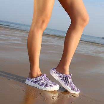 Външни модни дишащи обувки Сабо Дамски сандали Дамски плажни сандали Издълбани Ежедневни водоустойчиви чехли Равни обувки