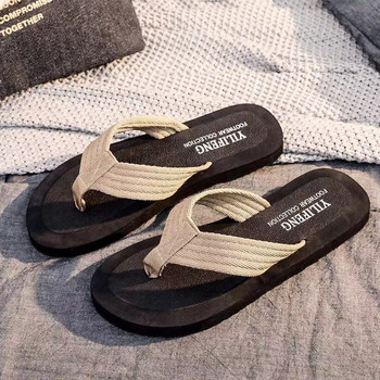 Летни чехли Мъжки джапанки Плажни сандали Неплъзгащи се ежедневни плоски обувки Чехли Вътрешни домашни обувки за мъже Външни пързалки