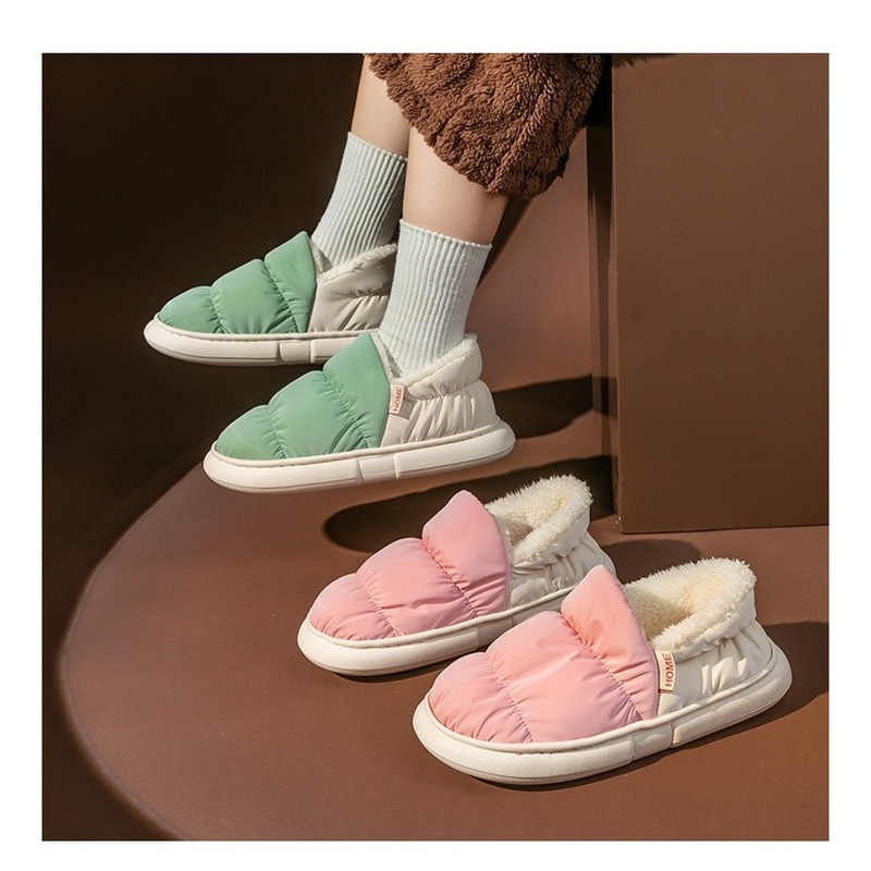 Nove zimske pamučne papuče za 2022. Parovi Debeli potplati Povećanje topline Usklađene boje Sveobuhvatne kućne papuče od puhnjaka Pamučne papuče