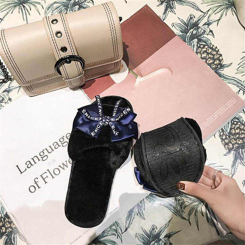 COOTELILI Ženske plišane kućne papuče s umjetnim krznom Tople cipele Ženske natikače Slatka leptir leptir Ženske natikače Velika veličina 41