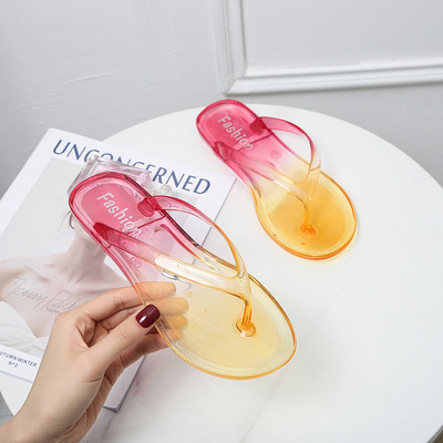 Moteriškos šlepetės paplūdimio šlepetės PVC permatomos skaidraus krištolo laisvalaikio basutės vasaros maudynėms patalpose lauke plokščios slydimo želė batai