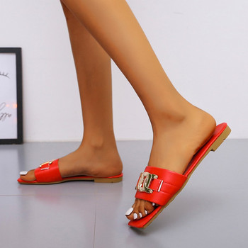 Чехли Дамски лято 2022 Нова европейска и американска мода Черни луксозни сандали Плоски секси плажни чехли с квадратни пръсти