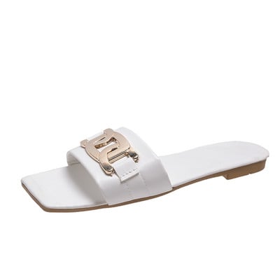 Papuče Ženske ljeto 2022. Nova europska i američka moda Crne luksuzne sandale Ravne seksi četvrtaste papuče za plažu na otvorenom