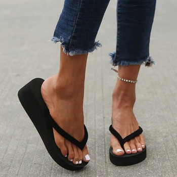 2023 Висококачествени обувки за жени Джапанки Дамски чехли Нова платформа Диви ежедневни чехли Дамски плътни обувки на танкетка Дамски
