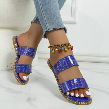 Обувки за жени 2023 г. Нови дамски чехли с отворени пръсти Летни римски едноцветни обувки Дамски ежедневни плажни джапанки Голям размер