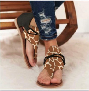 Ljetne ženske sandale Ravne cipele Zatvarači Japanke Ženske ležerne ženske cipele Leopard otvoreni prsti Jednobojne cipele na plaži Ženske sandale