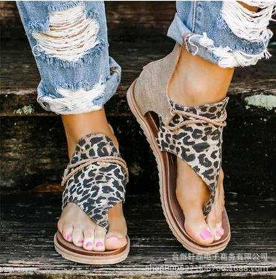 Ljetne ženske sandale Ravne cipele Zatvarači Japanke Ženske ležerne ženske cipele Leopard otvoreni prsti Jednobojne cipele na plaži Ženske sandale