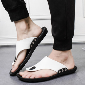 Нови летни мъжки джапанки Мъжки външни ежедневни дишащи плажни чехли Trend Нехлъзгащи се плоски EVA щипки за пръсти Сандалии Мъжки обувки