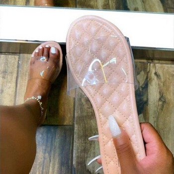 Летни нови прозрачни дамски чехли с равни обувки Пешеходни плажни желе пързалки 2023 Ежедневни външни джапанки Римски сандали Дамски обувки