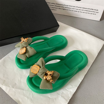 Дамски чехли Сладки джапанки с щипка Обувки на платформа Дамски модни плажни сандали на открито Дамски ежедневни плоски пързалки 2023