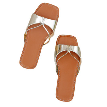 2023 Горещи разпродажби Обувки за жени с квадратни пръсти Дамски чехли Летни плажни обувки с отворени пръсти Дамски плоски ежедневни джапанки с голям размер