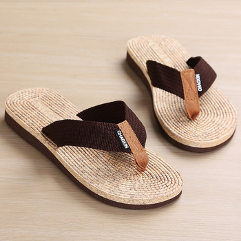 Джапанки с дървесна текстура Мъжки нови неплъзгащи се плажни сандали и чехли Модни ежедневни чехли за двойка Лято на открито 2021 г.