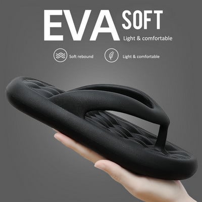 Ljetne crne muške japanke s platformom papuče za masažu japanke za plažu muške udobne papuče s debelim potplatom muške tobogane