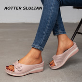 Modne papuče na klin Ženske cipele Ljetne sandale s otvorenim prstima Papuče s platformom na kosoj peti Ležerne japanke na otvorenom Ženske tobogane