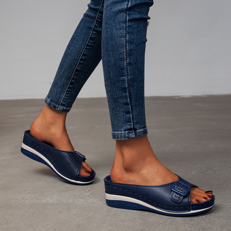 Modne papuče na klin Ženske cipele Ljetne sandale s otvorenim prstima Papuče s platformom na kosoj peti Ležerne japanke na otvorenom Ženske tobogane