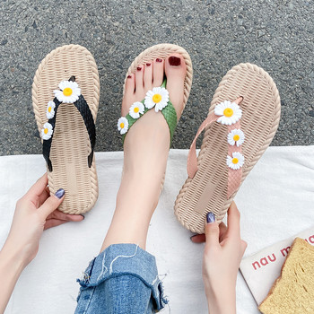 2023 Нови джапанки с цветя Дамска мода Ежедневни летни Нови плоски чехли за жени Корейски леки обувки Zapatillas Mujer