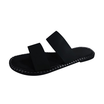 Suvised lahtise varbaga lamedad naiste sussid, ühevärvilised vabaaja jalatsid PU-nahast boheemlas stiilis naiste plätud