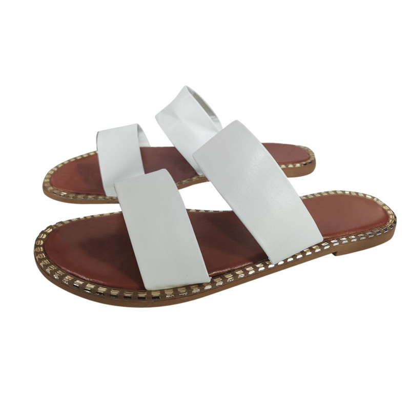 Suvised lahtise varbaga lamedad naiste sussid, ühevärvilised vabaaja jalatsid PU-nahast boheemlas stiilis naiste plätud