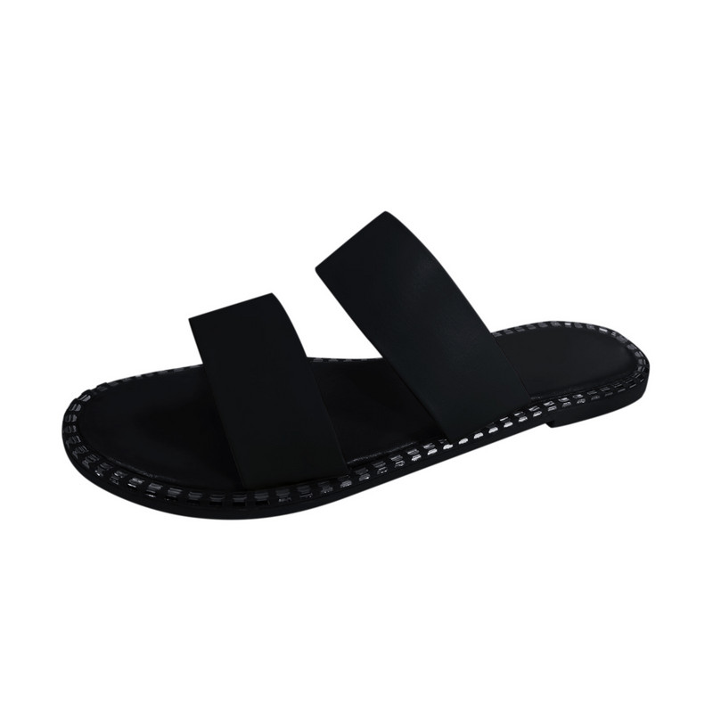 Suvised lahtise varbaga lamedad naiste sussid, ühevärvilised vabaaja jalatsid PU-nahast boheemlas stiilis naiste plätud