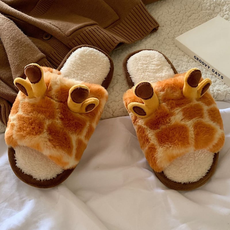 Besplatna dostava Ženske kućne papuče s žirafom Zimske tople pamučne kućne papuče Zimske cipele Ženske tople papuče Dropshipping