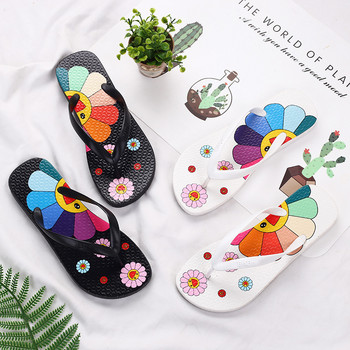 Дамски чехли Летни сладки джапанки с цветя Дамски меки пързалки Обувки с женски принт Флорални плажни ежедневни сандали Сандалии