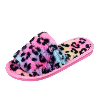 COOTELILI New Fashion Home Šlepetės Žieminiai Batai Moterims Šlepetės Šiltos Šlepetės Plokščios Spalvingos Leopard Print Dydis 36-41
