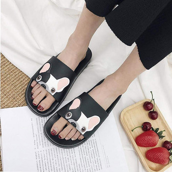 Плъзгащи се чехли с принт на френски булдог за жени Вътрешни сандали с отворени пръсти Чехли Вътрешни домашни летни чехли Карикатура