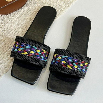 Γυναικεία ύφανση Παντόφλες Καλοκαιρινά παπούτσια Flats Casual σανδάλια 2023 Νέα μόδα σαγιονάρες Zapatillas Home Φόρεμα Mujer Slides