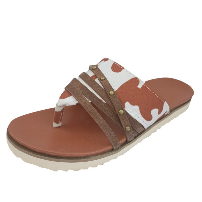 Καλοκαιρινές γυναικείες σαγιονάρες ελαφριές παντόφλες με μοτίβο αγελάδας για γυναικείες casual άνετα παπούτσια παραλίας 2022