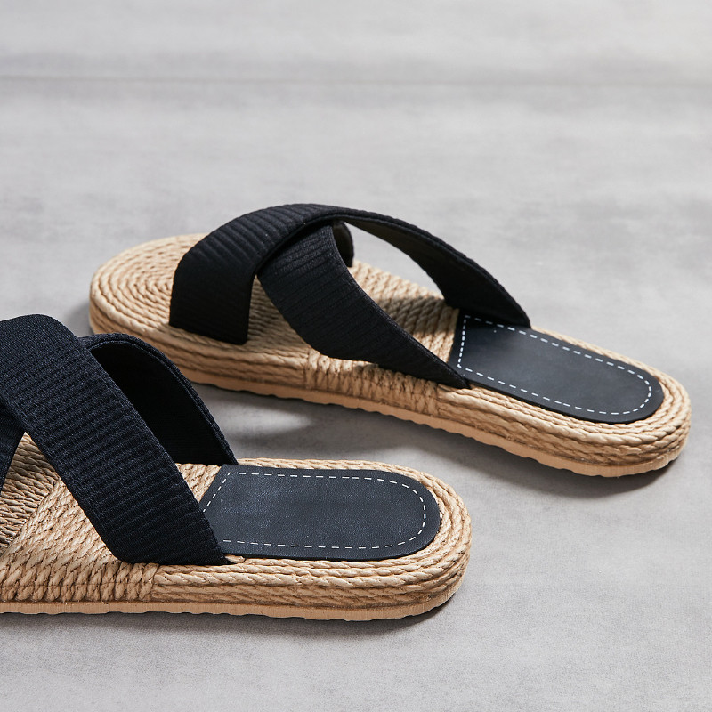 Ženske papuče od konoplje, japanke s ravnim đonom i ukrštenim remenom. Nove ženske cipele za odmor Chanclas De Verano Para Mujer
