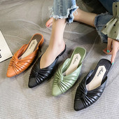 Plus veličina 41 Ženske papuče sa šiljatim prstima Mule cipele za slobodno vrijeme Narančaste naramenice Ženske ravne papuče zapatos mujer 9024N