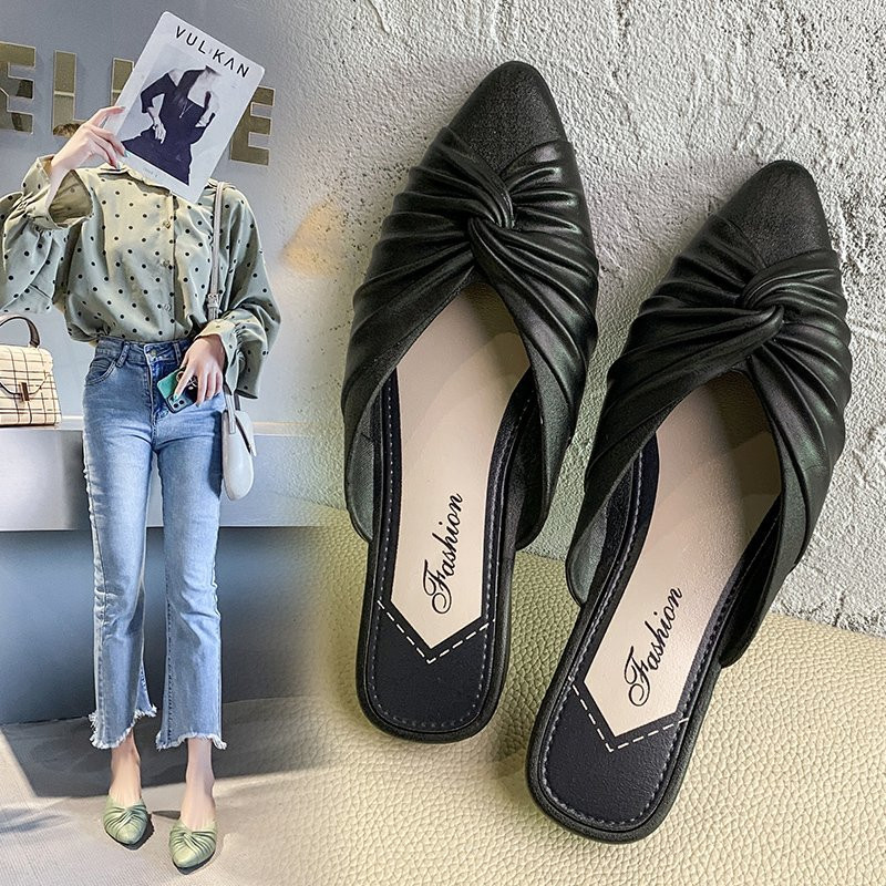 Plus veličina 41 Ženske papuče sa šiljatim prstima Mule cipele za slobodno vrijeme Narančaste naramenice Ženske ravne papuče zapatos mujer 9024N