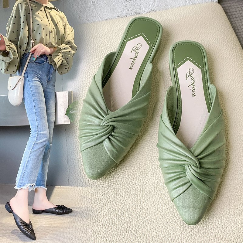 Plus veličina 41 Ženske papuče sa šiljatim prstima Mule cipele za slobodno vrijeme Narančaste naramenice Ženske ravne papuče zapatos mujer 9024N