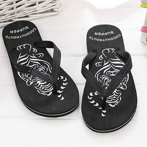 LCIZRONG Nyári Tigris Férfi papucsok 40-44 méretű állati tengerparti lapos papucsok férfi divat kiváló minőségű csúszásmentes papucsok ék