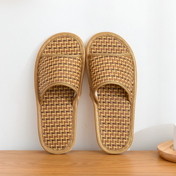 2022 Модни бамбукови тъкани ратанови домашни ленени чехли, летни охлаждащи подове, вътрешни пързалки, унисекс обувки за спалня Mujer Zapatilla