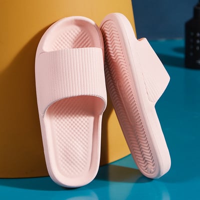 Anti-alunecare, rezistente la uzură, cu talpă groasă, papuci super moi, cu talpă, sandale cu glisiere, pentru petrecere a timpului liber, bărbați, dame, pentru interior, baie, pantofi anti-alunecare