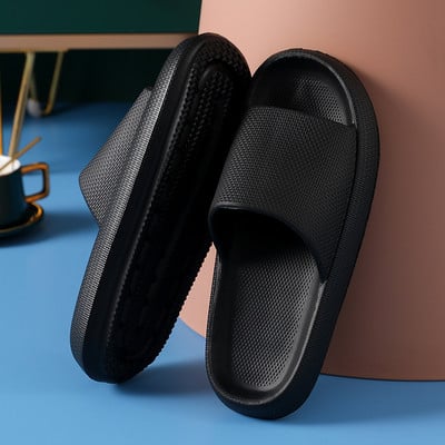 Anti-alunecare, rezistente la uzură, cu talpă groasă, papuci super moi, cu talpă, sandale cu glisiere, pentru petrecere a timpului liber, bărbați, dame, pentru interior, baie, pantofi anti-alunecare