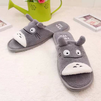 Жена ManTotoro Cartoon Плюшени зимни чехли Двойка Детски прекрасен дом Чинчили Неплъзгащи се Топли чехли за спалня Totoro