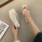 Pantofi pentru femei 2023 papuci de modă papuci de damă papuci casual conciși și sălbatici pantofi cu mărgele șir pentru femei