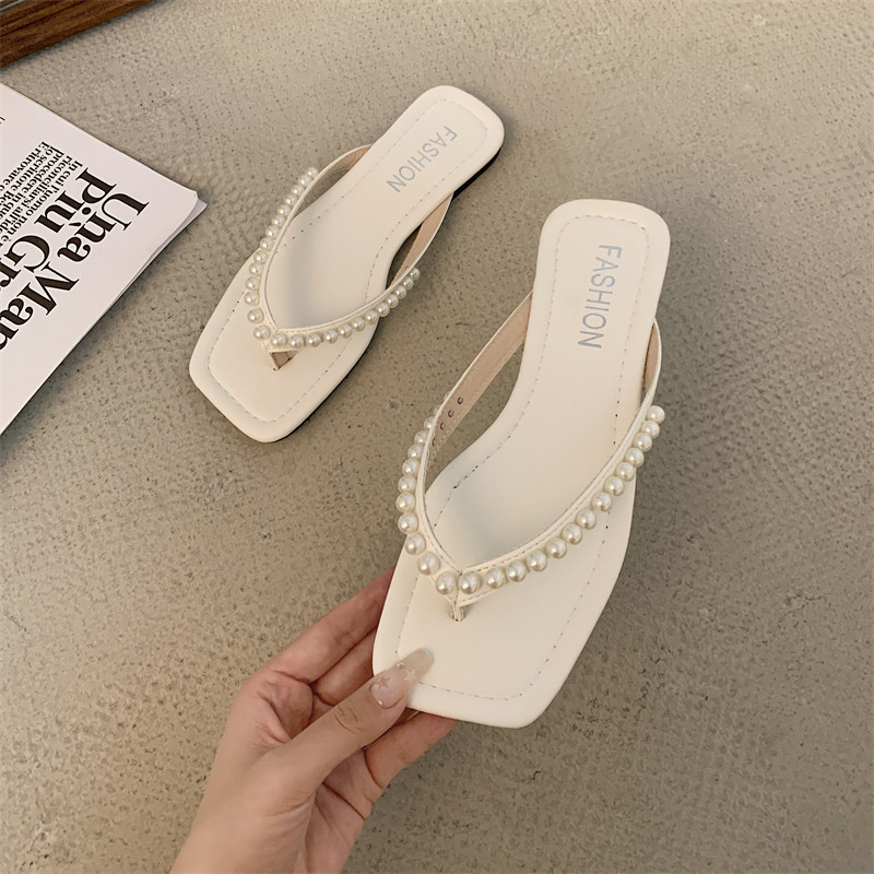 Pantofi pentru femei 2023 papuci de modă papuci de damă papuci casual conciși și sălbatici pantofi cu mărgele șir pentru femei